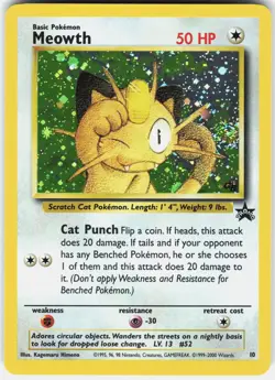 Pokemon Meowth 10 Promo Wizards Black Star Promos Pokemon Holo Lightly Played - Image 1