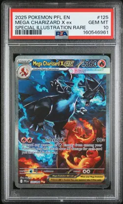 2025 POKEMON PFL EN-PHANTASMAL FLAMES #125 MEGA CHARIZARD X EX PSA 10 - Image 1