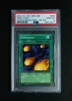 Yugioh HINOTAMA LOB-056 1st Edition (GEM MINT) PSA 10 - Image 1
