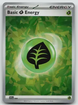 Basic Grass Energy (Cracked Ice Holo) 009 Scarlet & Violet Energies Pokemon NM - Image 1