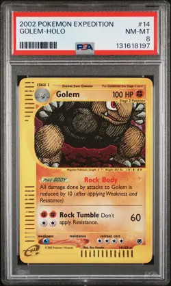 2002 POKEMON EXPEDITION #14 GOLEM-HOLO PSA 8 - Image 1
