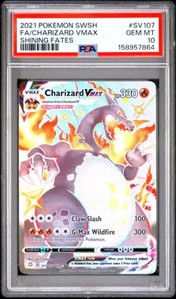 2021 POKEMON SWORD & SHIELD SHINING FATES #SV107 FULL ART/CHARIZARD VMAX PSA 10 - Image 1