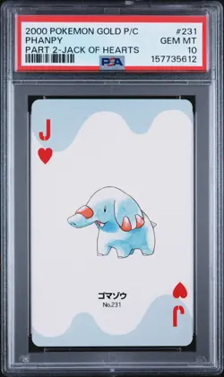 2000 POKEMON GOLD VERSION PART 2 PLAYING CARDS JACK OF HEARTS #231 PHANPY PSA 10 - Image 1