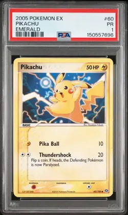 2005 POKEMON EX EMERALD #60 PIKACHU PSA 1 - Image 1