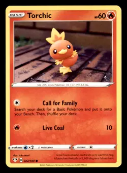 Torchic 022/189 Common Darkness Ablaze Pokemon Near Mint Yuka Morii Clay - Image 1