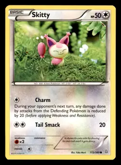 Skitty 113/160 Common Primal Clash Pokemon Near Mint Yuka Morii Clay - Image 1