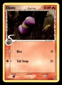 Ekans 47/101 Common Dragon Frontiers Pokemon Near Mint Yuka Morii Clay - Image 1