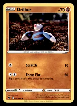 Drilbur 091/185 Common Vivid Voltage Pokemon Near Mint Yuka Morii Clay - Image 1