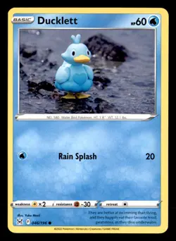 Ducklett 046/196 Common Lost Origin Pokemon Near Mint Yuka Morii Clay - Image 1