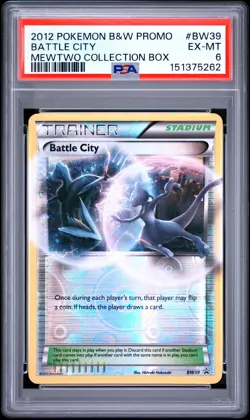 2012 POKEMON BLACK & WHITE PROMO MEWTWO COLLECTION BOX #BW39 BATTLE CITY PSA 6 - Image 1