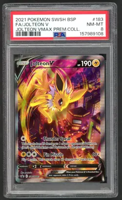 Pokemon Card - PSA 8 Jolteon V SWSH183 - Jolteon Vmax Premium Collection NM-MT - Image 1