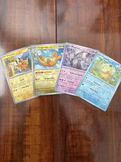 Pokemon Reverse Holo Lot of 4! Pikachu, Mewtwo, Dragonite & Psyduck NM/M - Image 1
