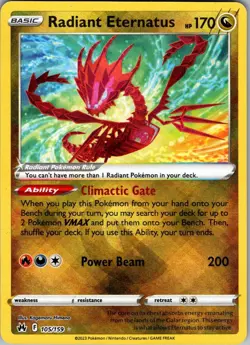 Radiant Eternatus 105 Crown Zenith CRZ 159 Radiant Rare Pokemon Holo NM/M - Image 1