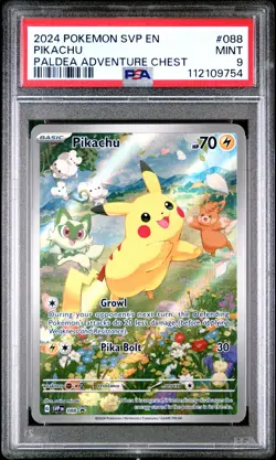 2024 POKEMON SVP EN-SV BLACK STAR PROMO PALDEA ADVENTURE CHEST PIKACHU PSA 9 - Image 1