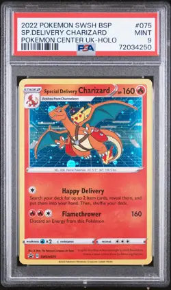 2022 POKEMON SWSH BLACK STAR PROMO #075 SPECIAL DELIVERY CHARIZARD-HOLO PSA 9 - Image 1