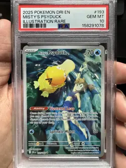 PSA 10 2025 Pokemon TCG Destined Rivals Misty's Psyduck 193/182 IR Holo - Image 1