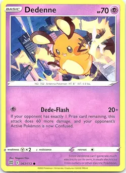 Dedenne Brilliant Stars 067/172 Common Pokemon Near Mint Pokemon Card - Image 1