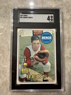 1969 Topps - Johnny Bench #95 Cincinnati Reds MLB Baseball Card SGC 4 VG-EX Card - Image 1