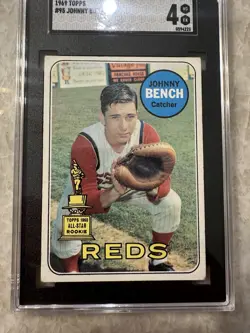 1969 Topps - Johnny Bench #95 Cincinnati Reds MLB Baseball Card SGC 4 VG-EX Card - Image 2