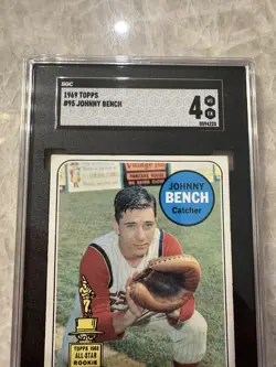 1969 Topps - Johnny Bench #95 Cincinnati Reds MLB Baseball Card SGC 4 VG-EX Card - Image 3