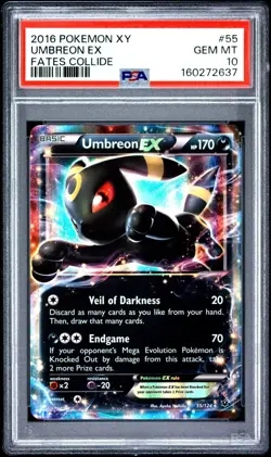 2016 Pokemon XY FATES COLLIDE #55/124 Umbreon EX PSA 10 Gem Mint - Image 1