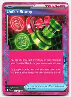Unfair Stamp (Holo) - NM - TWM Twilight Masquerade # 165/167 - PKMN Pokemon Card - Image 1