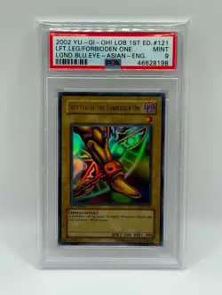 2002 Yugioh Lob 1st Ed Left Leg of the Forbidden One Asian English PSA 9 MINT - Image 1