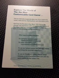 Decipher Star Wars CCG 2-Sided Card Game PROMO RARE -- Premiere/ANH/Hoth/More - Image 2