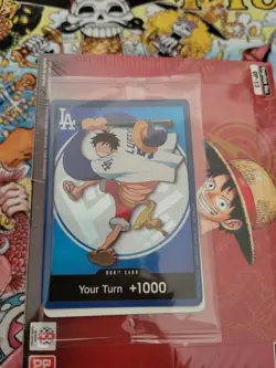 One Piece × Dodgers Promo Don Card Luffy Don Holo Foil Sealed - Image 3