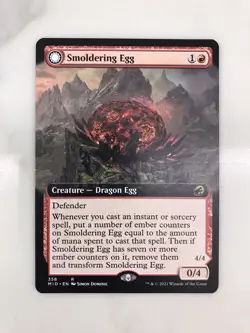 Smoldering Egg / Ashmouth Dragon Extended Borderless MTG Magic Card NM Mint MID - Image 1