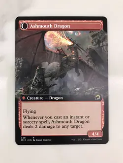 Smoldering Egg / Ashmouth Dragon Extended Borderless MTG Magic Card NM Mint MID - Image 2