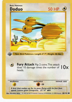 Pokemon Doduo 48/102 1st Edition Shadowless Base Set Card Unplayed Near Mint - Image 1