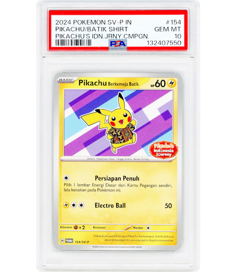[ BIG SALE ] Official Pokemon Pikachu Batik Promo Card PSA 10 - Image 1