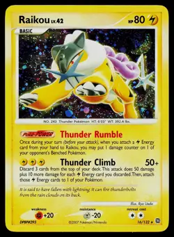 Pokemon Card Secret Wonders Raikou 16/132 Holo SWIRL HOLO BLEED - Image 1