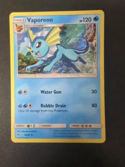 Vaporeon 18/68 Hidden Fates Rare Holo Pokemon Card NM - Image 1
