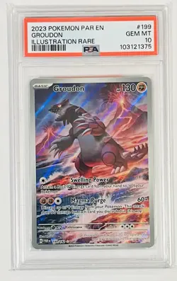 2023 POKEMON PAR EN-PARADOX RIFT ILLUSTRATION RARE #199 GROUDON PSA 10 - Image 1