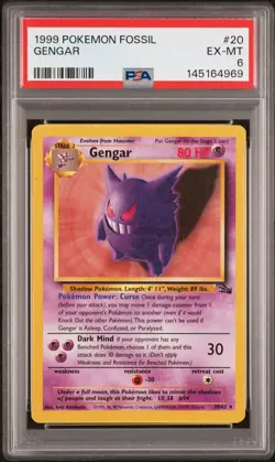 1999 POKEMON FOSSIL #20 GENGAR PSA 6 - Image 1