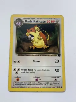 Dark Raticate 51/82 Pokemon Card Played / Good Vintage Non Holo - Image 1