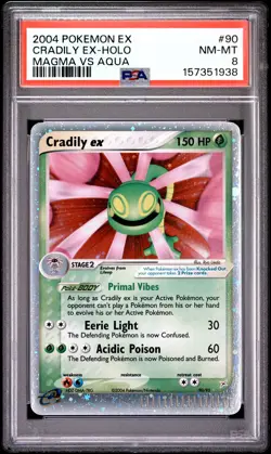2004 POKEMON EX TEAM MAGMA VS TEAM AQUA #90 CRADILY EX-HOLO PSA 8 - Image 1