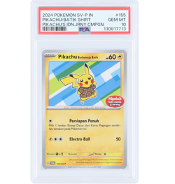 [ BIG SALE ] Pokemon Pikachu Batik Shirt 2024 Promo PSA 10 - Image 1