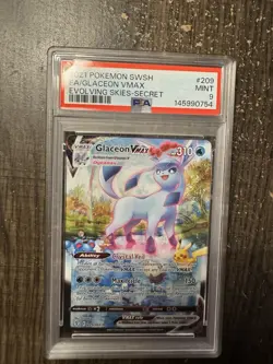 2021 Pokemon Sword & Shield Evolving Skies Glaceon VMAX #209 Fa Secret PSA 9 - Image 1