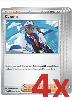 Pokemon TCG 4x Cyrano 170/191 Surging Sparks English 4x Playset - Reg - NM - Image 1
