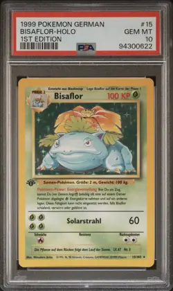 1999 Pokemon GERMAN 1st Edition Base Set Bisaflor-Venusaur Holo 15/102 PSA 10 - Image 1