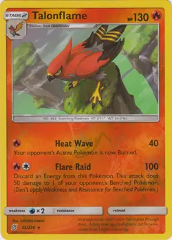 x1 Talonflame - 32/236 - Rare - Reverse Holo Pokemon SM11 Unified Minds M/NM - Image 1