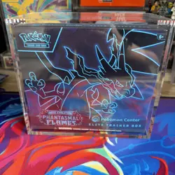 Phantasmal Flames Pokemon Center ETB Pokemon TCG Sealed New in Acrylic Case - Image 1