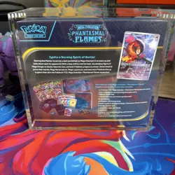 Phantasmal Flames Pokemon Center ETB Pokemon TCG Sealed New in Acrylic Case - Image 3