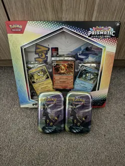 Pokemon TCG Prismatic Evolutions Poster Collection + Tins BUNDLE Sealed - Image 1