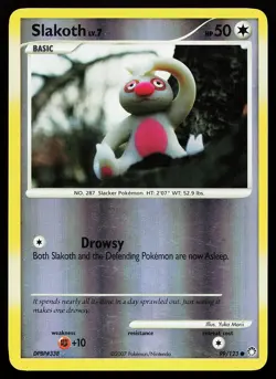 Slakoth 99/123 Reverse Holo Mysterious Treasures Yuka Morii Pokemon Card - Image 1