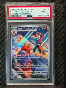 2026 Pokemon Ascended Heroes - Ethan’s Magcargo #222 Illustration Rare PSA 10 - Image 1