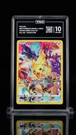 Pokemon Pikachu Full Art Secret Rare Holo Crown Zenith 160/159 TAG 10 GEM MINT - Image 1